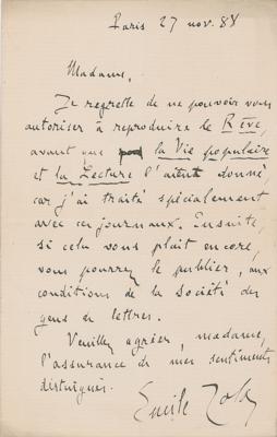 Lot #608 Emile Zola Autograph Letter Signed