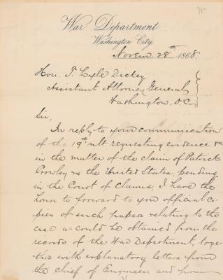 Lot #343 John M. Schofield Letter Signed - Image 1