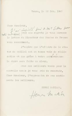 Lot #420 Henri Matisse Typed Letter Signed - Image 2