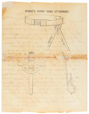 Lot #305 J. E. B. Stuart Autograph Letter Signed and Saber Hanger Patent Model - Image 3