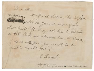 Lot #570 Charles Lamb Autograph Letter Signed