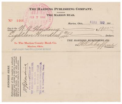 Lot #99 Warren G. Harding Document Signed - Image 1