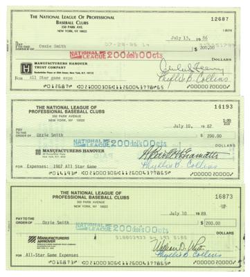 Lot #857 Ozzie Smith Signed Contract and Checks (3) - Image 1