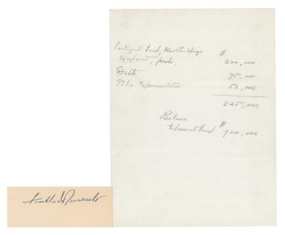 Lot #139 Franklin D. Roosevelt Signature and Handwritten Notes - Image 1