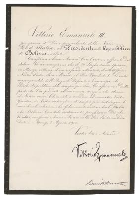 Lot #256 King Victor Emmanuel III Letter Signed - Image 1