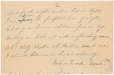 Lot #498 Julia Ward Howe Autograph Poem Signed - Image 2