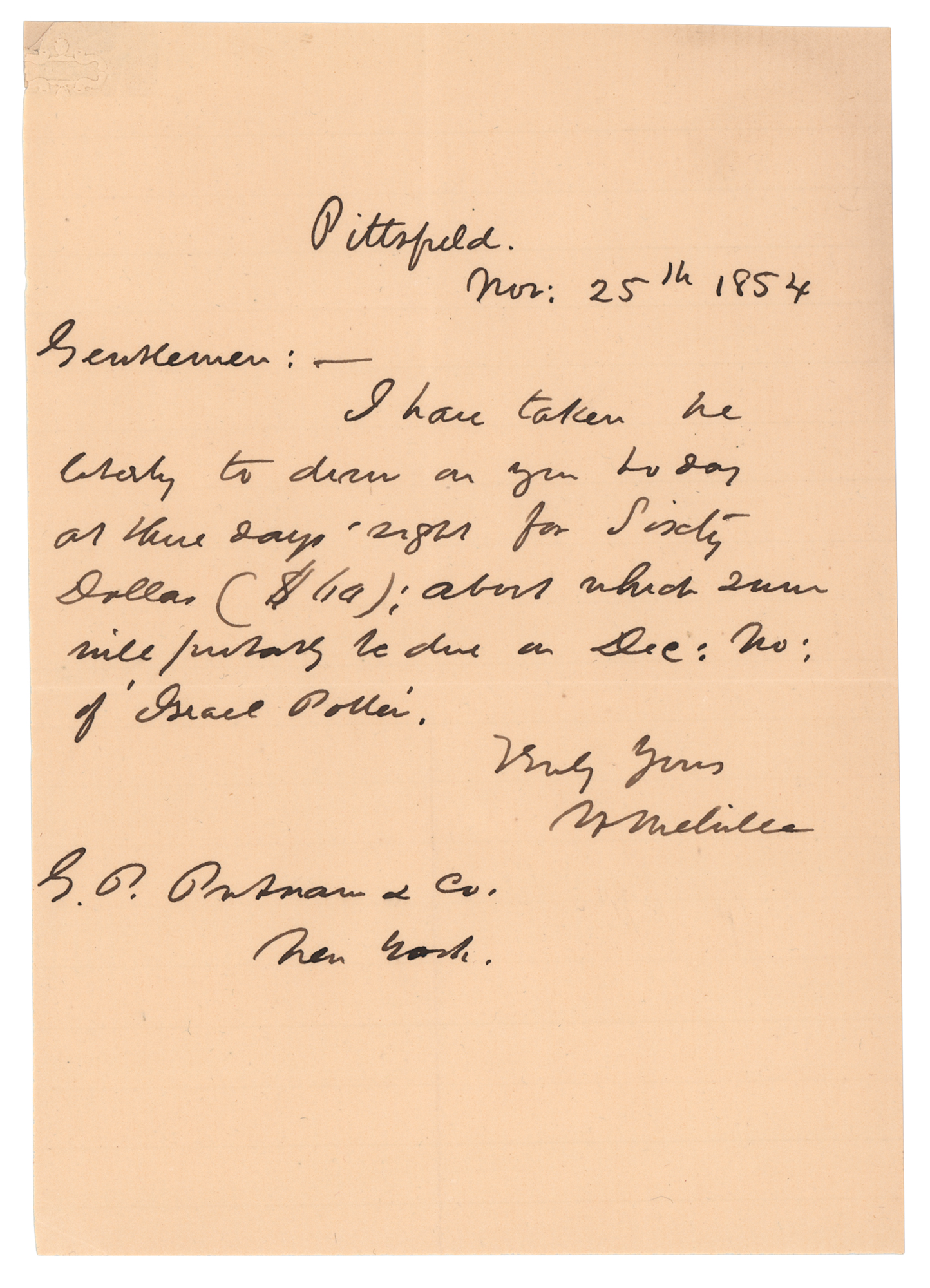 Lot #506 Herman Melville Autograph Letter Signed