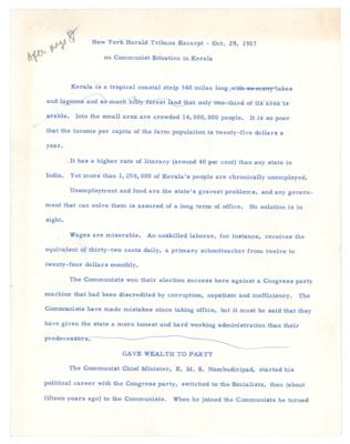 Lot #46 John F. Kennedy Typed Speech Draft - Image 1