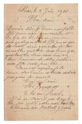 Lot #427 Henri Rousseau Autograph Letter Signed - Image 1