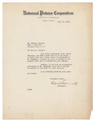 Lot #736 Carl Laemmle Typed Letter Signed