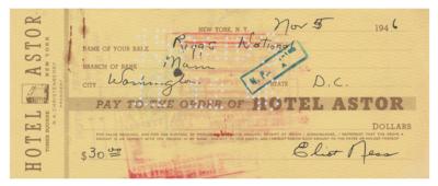 Lot #270 Eliot Ness Signed Check