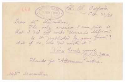Lot #487 Charles L. Dodgson Autograph Letter