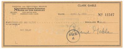 Lot #716 Clark Gable Signed Check
