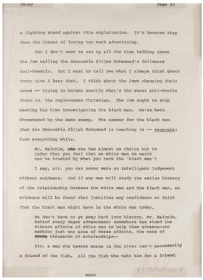 Lot #182 Malcolm X Signed Typescript Page for Alex Haley’s 1963 Playboy Interview - Image 2