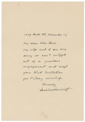 Lot #559 Dashiell Hammett Autograph Letter Signed