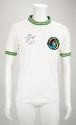 Lot #861 Soccer: Pele Signed and Match-Worn Shirt