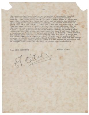 Lot #243 Edmund Hillary Signed Souvenir Typescript - Image 2