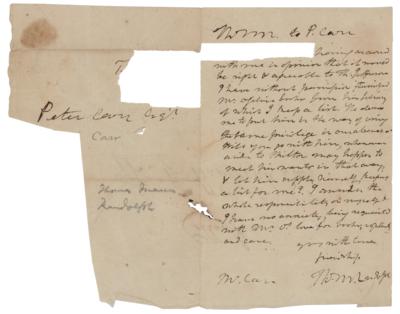 Lot #281 Thomas Mann Randolph, Jr. Autograph Letter Signed - Image 1