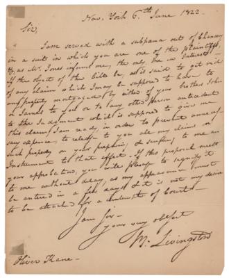 Lot #261 Henry Brockholst Livingston Autograph Letter Signed