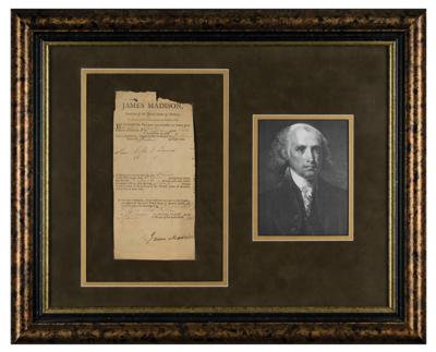 Lot #6 James Madison Partial Document Signed as