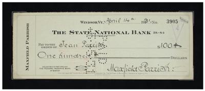 Lot #451 Maxfield Parrish Signed Check - Image 2