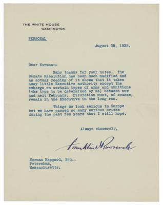Lot #26 Franklin D. Roosevelt Typed Letter Signed