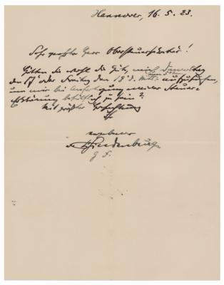 Lot #328 Paul von Hindenburg Autograph Letter Signed