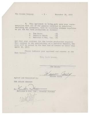 Lot #721 Grease: Jim Jacobs and Warren Casey Signed Document - Image 2