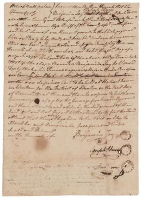 Lot #165 Joseph Hewes Document Signed