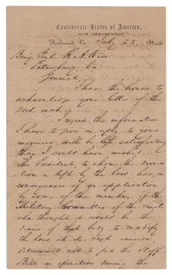 Lot #345 James A. Seddon Letter Signed - Image 1