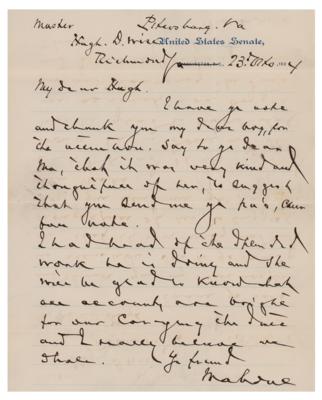 Lot #335 William Mahone (2) Autograph Letters