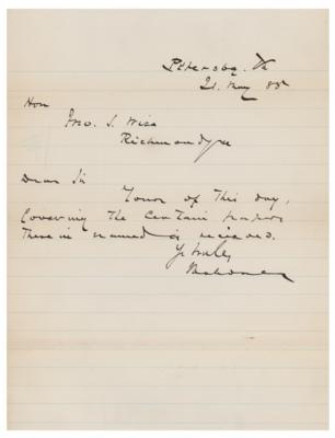 Lot #335 William Mahone (2) Autograph Letters Signed - Image 2