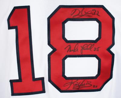 Lot #792 Boston Red Sox: Lowe, Lowell, and Youkilis Signed Jersey - Image 3