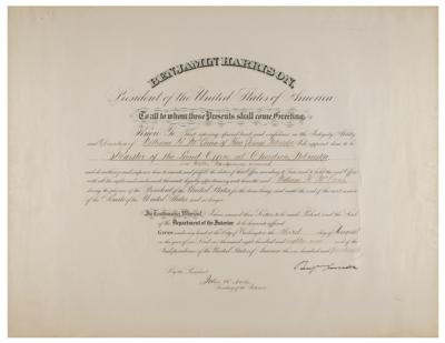 Lot #102 Benjamin Harrison Document Signed as