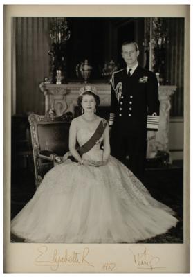Lot #207 Queen Elizabeth II and Prince Philip Signed Photograph - Image 1