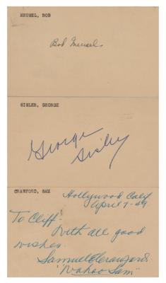 Lot #787 Baseball: Crawford, Meusel, and Sisler Signatures - Image 1