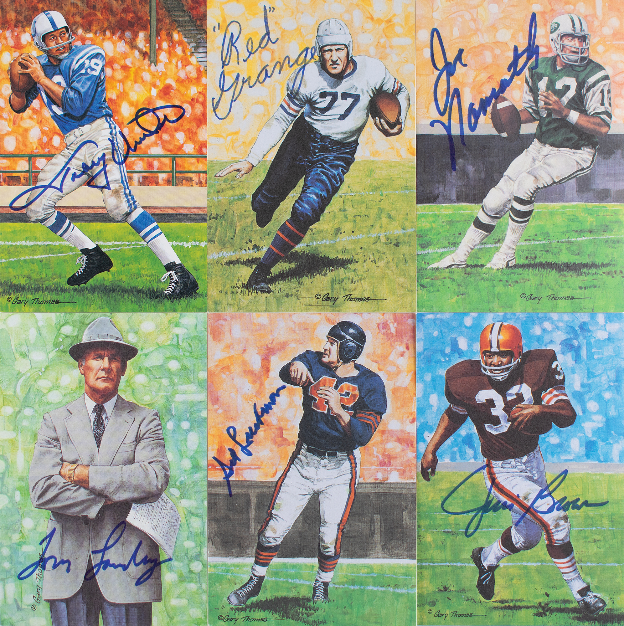 Lot #808 Football Hall of Fame Lot of (113) Signed Goal Line Art Cards