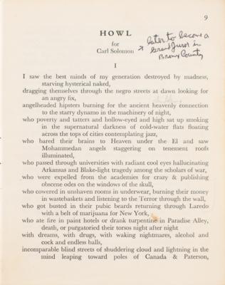 Lot #494 Allen Ginsberg Signed First Edition of Howl (Annotated and Signed by Carl Solomon) - Image 6