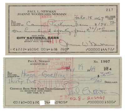 Lot #750 Paul Newman and Joanne Woodward Signed Checks
