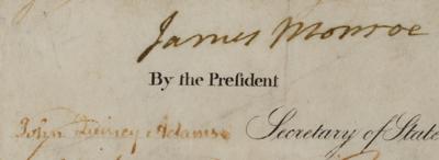 Lot #8 James Monroe and John Quincy Adams Document Signed as President and Secretary of State - Image 3