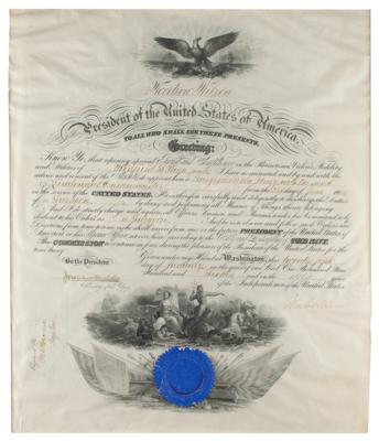 Lot #162 Woodrow Wilson Document Signed as