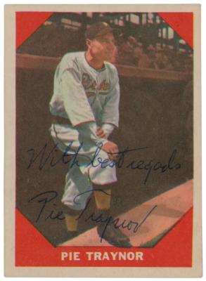 Lot #867 Pie Traynor Signed 1960 Fleer #77 Baseball Card - Image 1