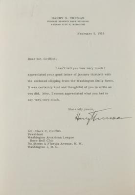 Lot #152 Harry S. Truman Typed Letter Signed - Image 2