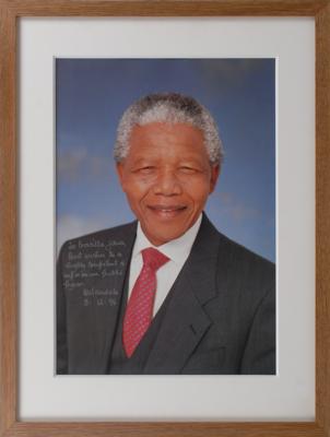 Lot #183 Nelson Mandela Oversized Signed Photograph