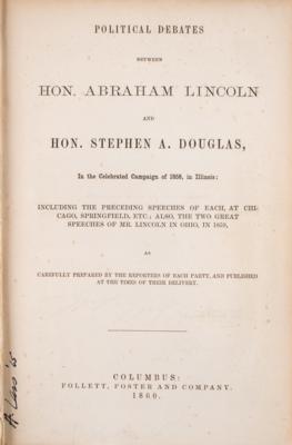 Lot #15 Abraham Lincoln and Stephen A. Douglas: Political Debates First Edition Book - Image 2
