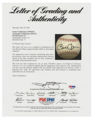 Lot #58 Barack Obama Signed Baseball (PSA/DNA MINT+ 9.5) - Image 2