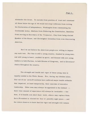 Lot #43 John F. Kennedy Signed Press Release of Speech Responding to Truman Suggesting Kennedy Drop Out of Presidential Race July 4, 1960 - Image 5