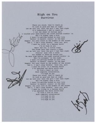 Lot #681 Survivor Signed Souvenir Lyrics for 'High on You' - Image 1