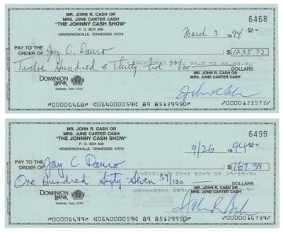 Lot #651 Johnny Cash (2) Signed Checks
