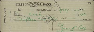 Lot #766 Ty Cobb Signed Check - Image 2